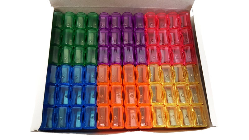 Dondor Pencil Sharpeners for Kids with Removable Neon Colored Lids (72 Pack) - Image 2